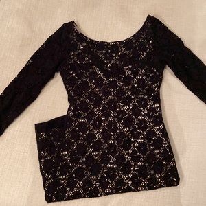 Fitted black lace fitted dress